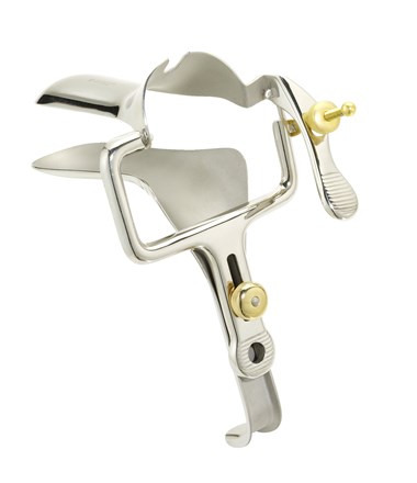 Close-up of Euro-Med Vu-Max Vaginal stainless steel Speculum