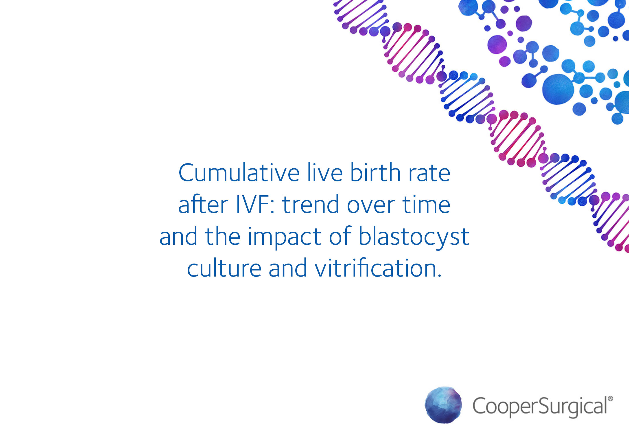 Cumulative live birth rate after IVF: trend over time and the impact of blastocyst culture and vitrification.