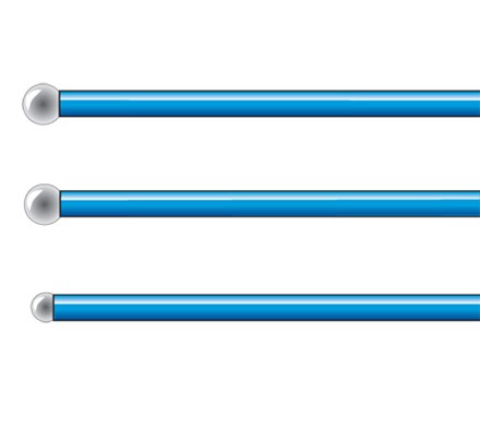 Row of three blue LEEP Ball Electrodes - small, medium and large