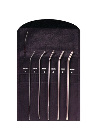 Set of Small Cervical Dilators in a pouch, from 1mm to 6mm