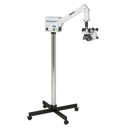 Wallach ZoomScope with Trulight full, upright device with wheels and overhead suspension arm