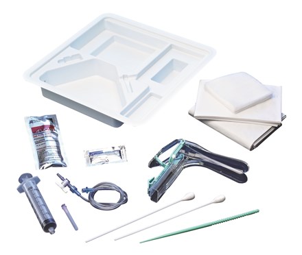 Hysterosalpingography Procedure Tray with all items included in package laid out