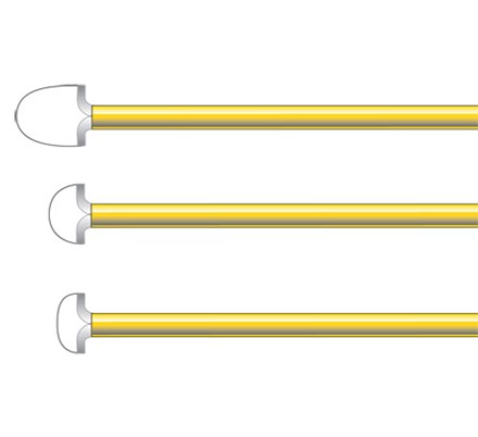 Row of three yellow LEEP Loop Electrodes - Medium size, 1 to 1.5cm wide