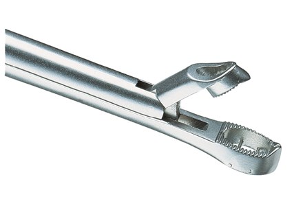 Close-up view of the tip of stainless steel Euro-Med Baggish Classic Biopsy Punch tool