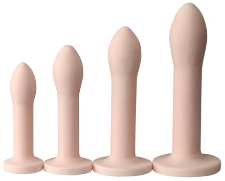 Row of Milex Vaginal Silicone Dilators, lined up from small to large