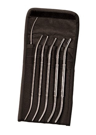 Set of Hank Cervical Dilators, stainless steel, in black pouch