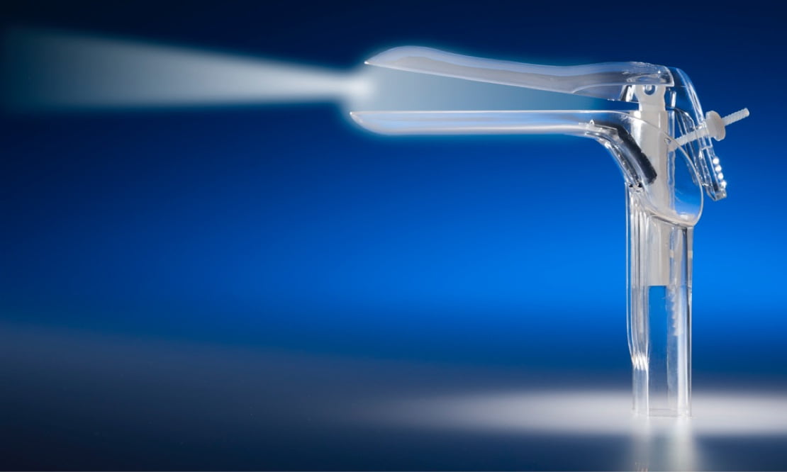 OfficeSpec, single-use, vaginal speculum with integrated LED light source